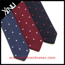 Wool Knit Triangle Tie with Embroidery Knit Dot Tie